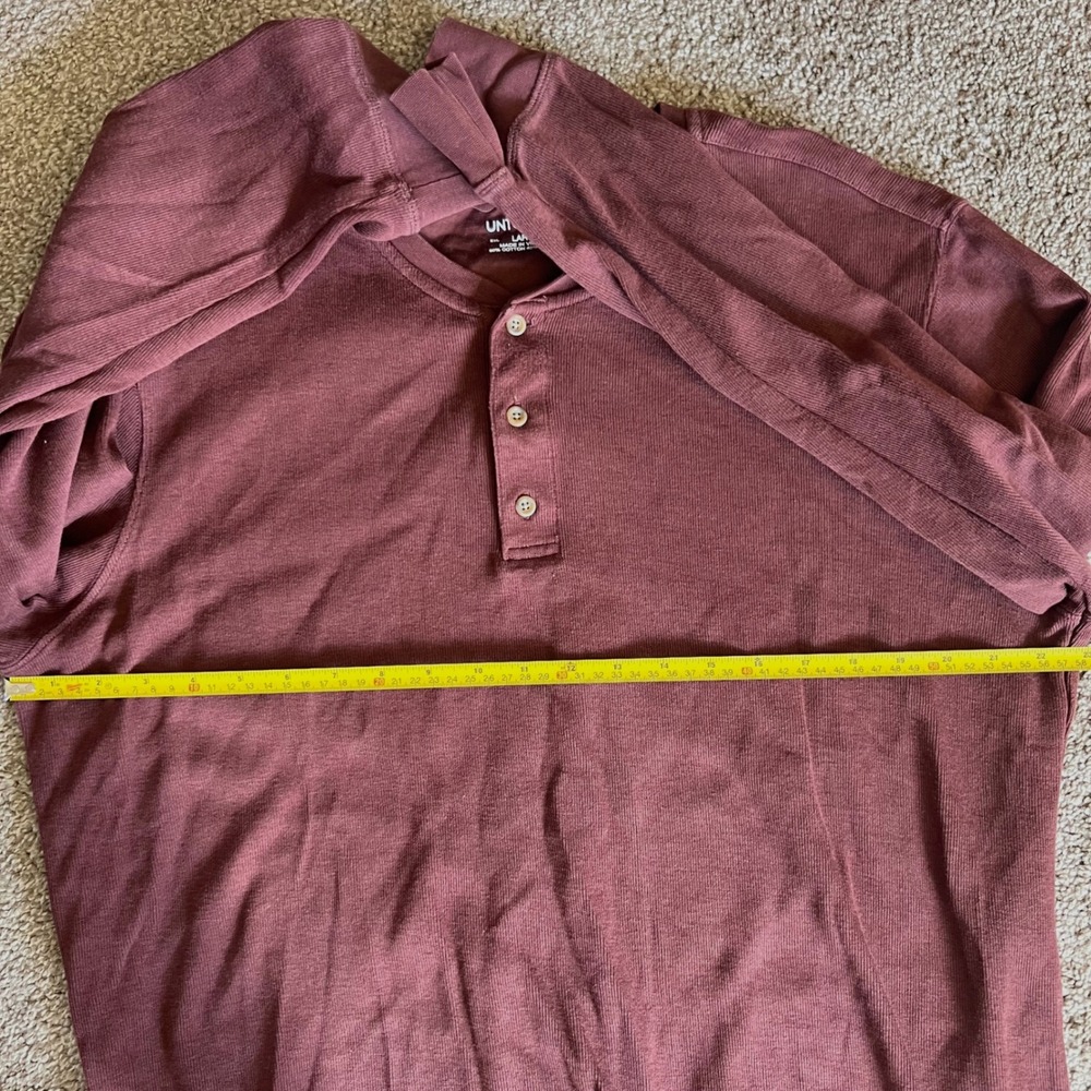 UNTUCKIT Veneroso Henley Shirt Mens Long Sleeve Brown Casual Large Regular Fit - Picture 5 of 6
